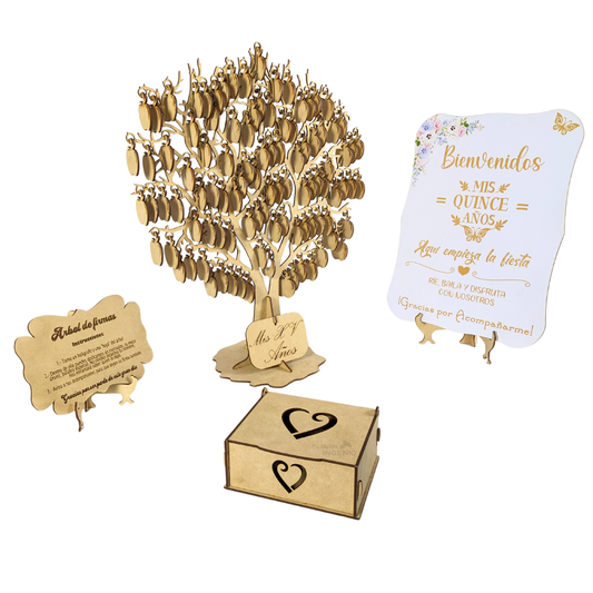 Arbol De Firmas 18 Años Mariposas Otras Figura Letrero Bienvenida