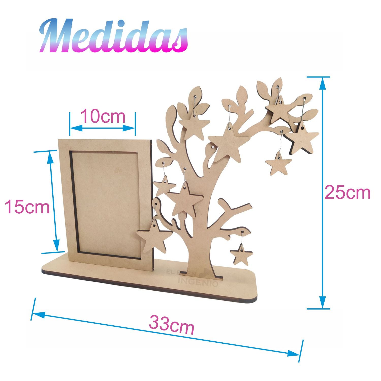 Adorno Centro de Mesa Angelito con Arbol Estrellas Bautizo Baby Shower