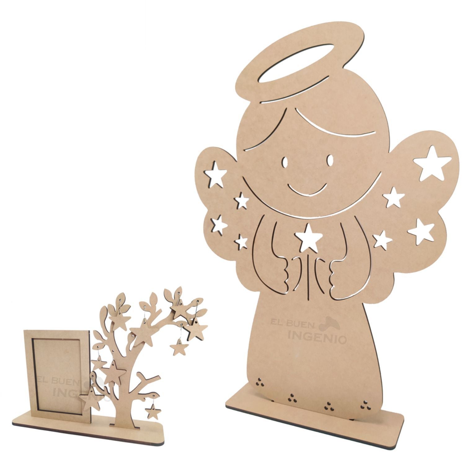 Adorno Centro de Mesa Angelito con Arbol Estrellas Bautizo Baby Shower