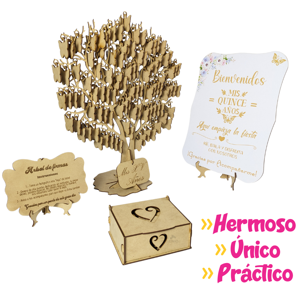 Arbol De Firmas XV Mariposas Otras Figura Letrero Bienvenida