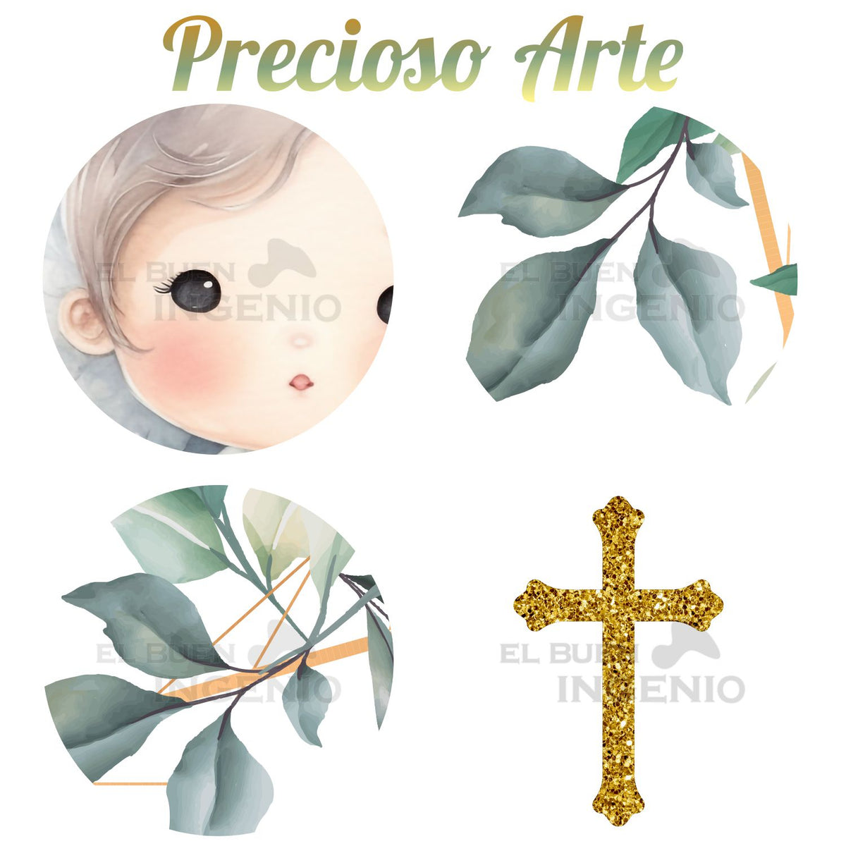 Lona impresa decoración fiesta mesa de dulces tema Angelito Mi Bautizo