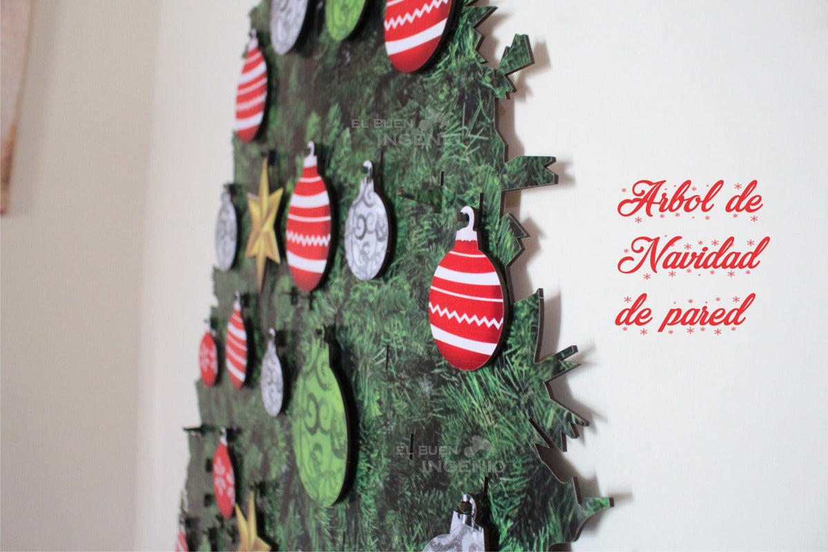 Árbol De Navidad De Pared Colgante Con Esferas Y Estrella