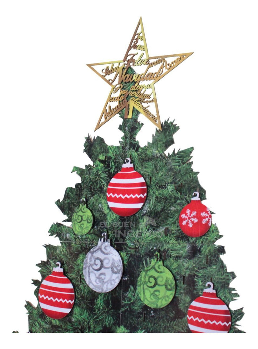 Árbol De Navidad De Pared Colgante Con Esferas Y Estrella