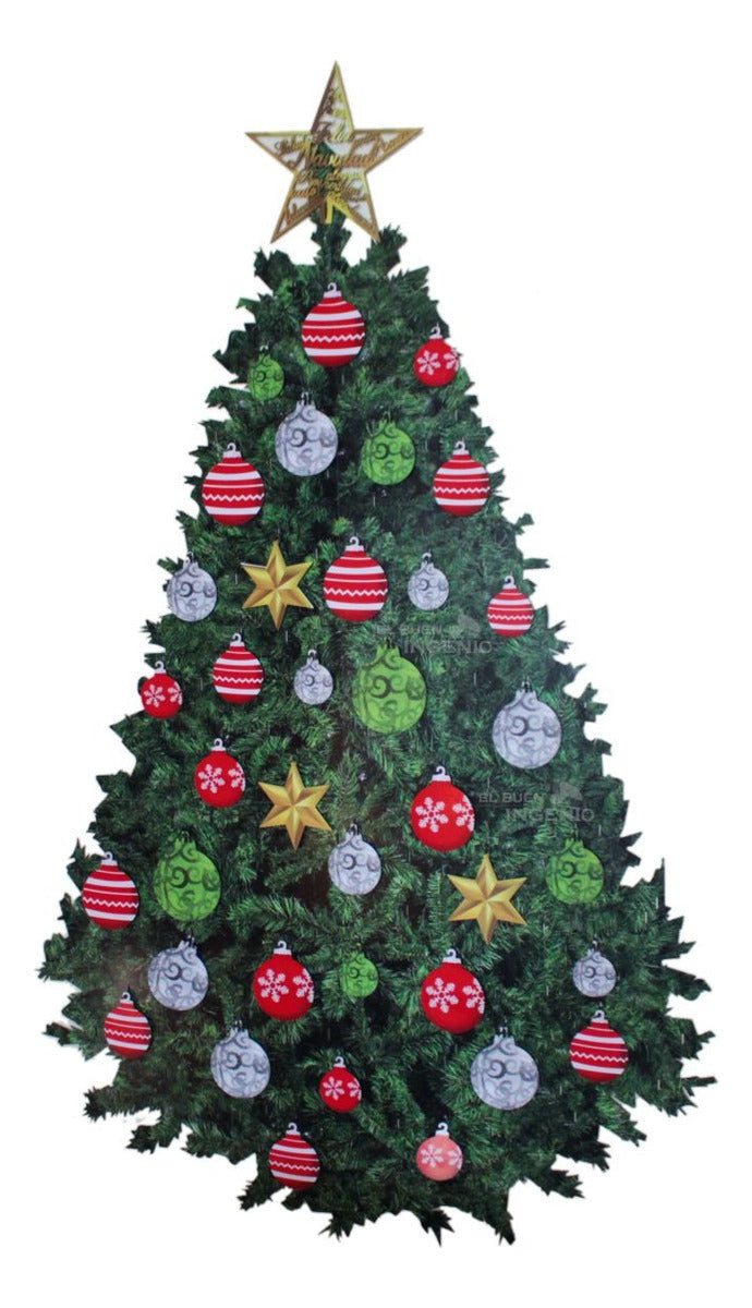 Árbol De Navidad De Pared Colgante Con Esferas Y Estrella