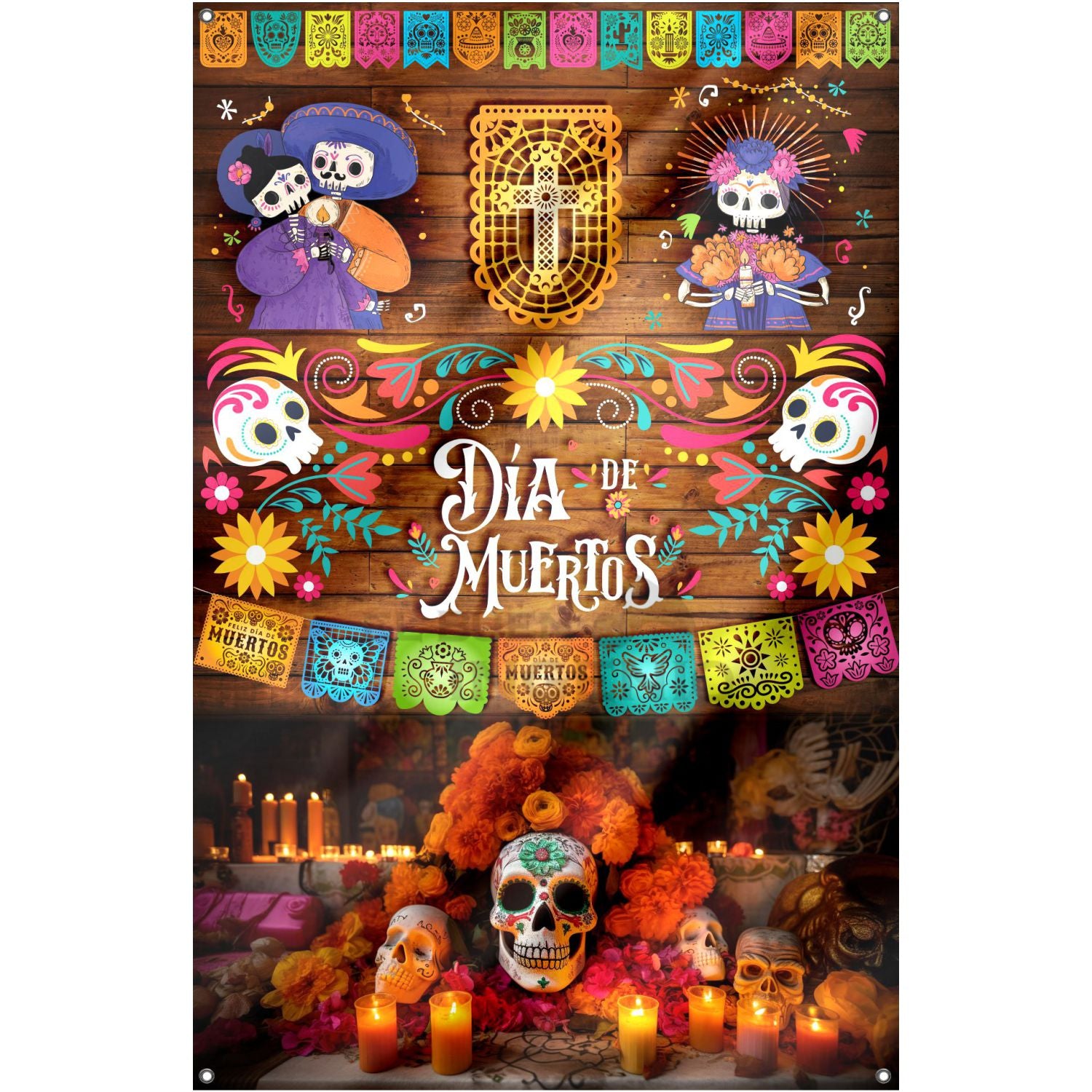 Lona impresa decoración altar ofrenda Dia de Muertos Halloween