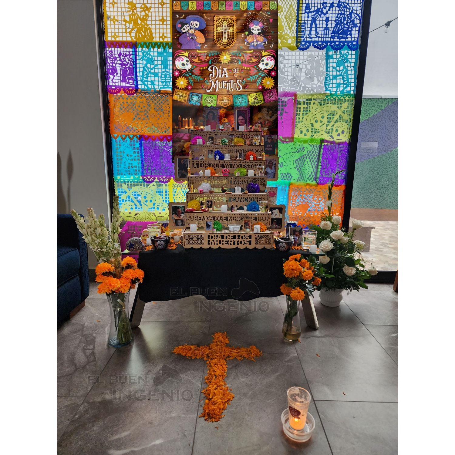 Lona impresa decoración altar ofrenda Dia de Muertos Halloween