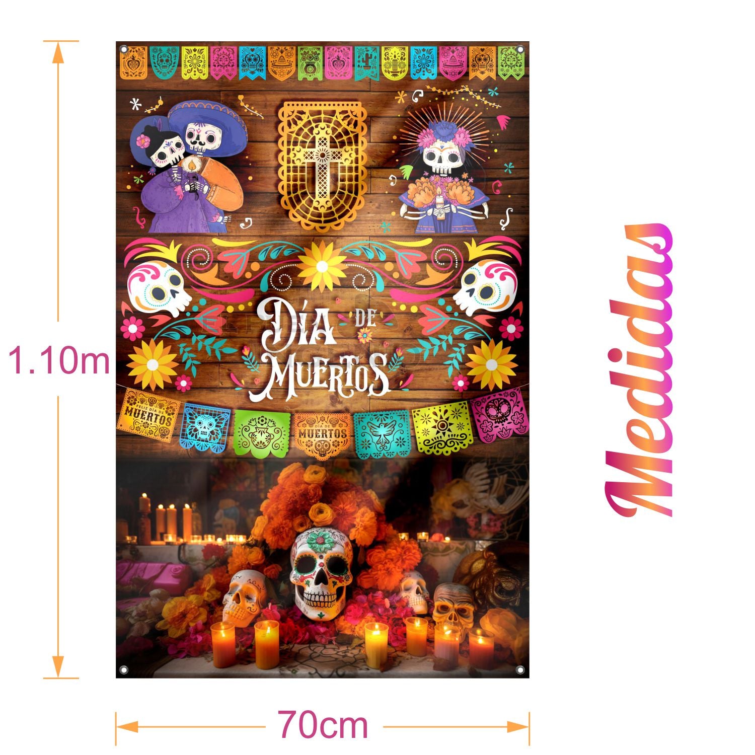 Lona impresa decoración altar ofrenda Dia de Muertos Halloween