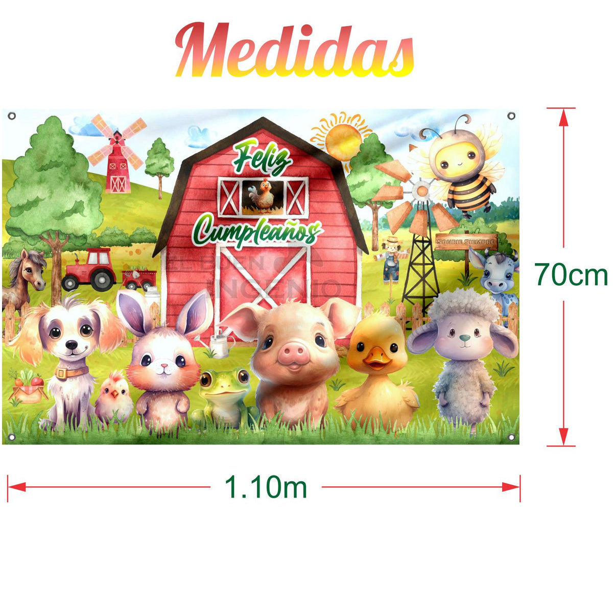 Lona impresa decoración fiesta mesa de dulces tema Tiernos Animales de la Granja
