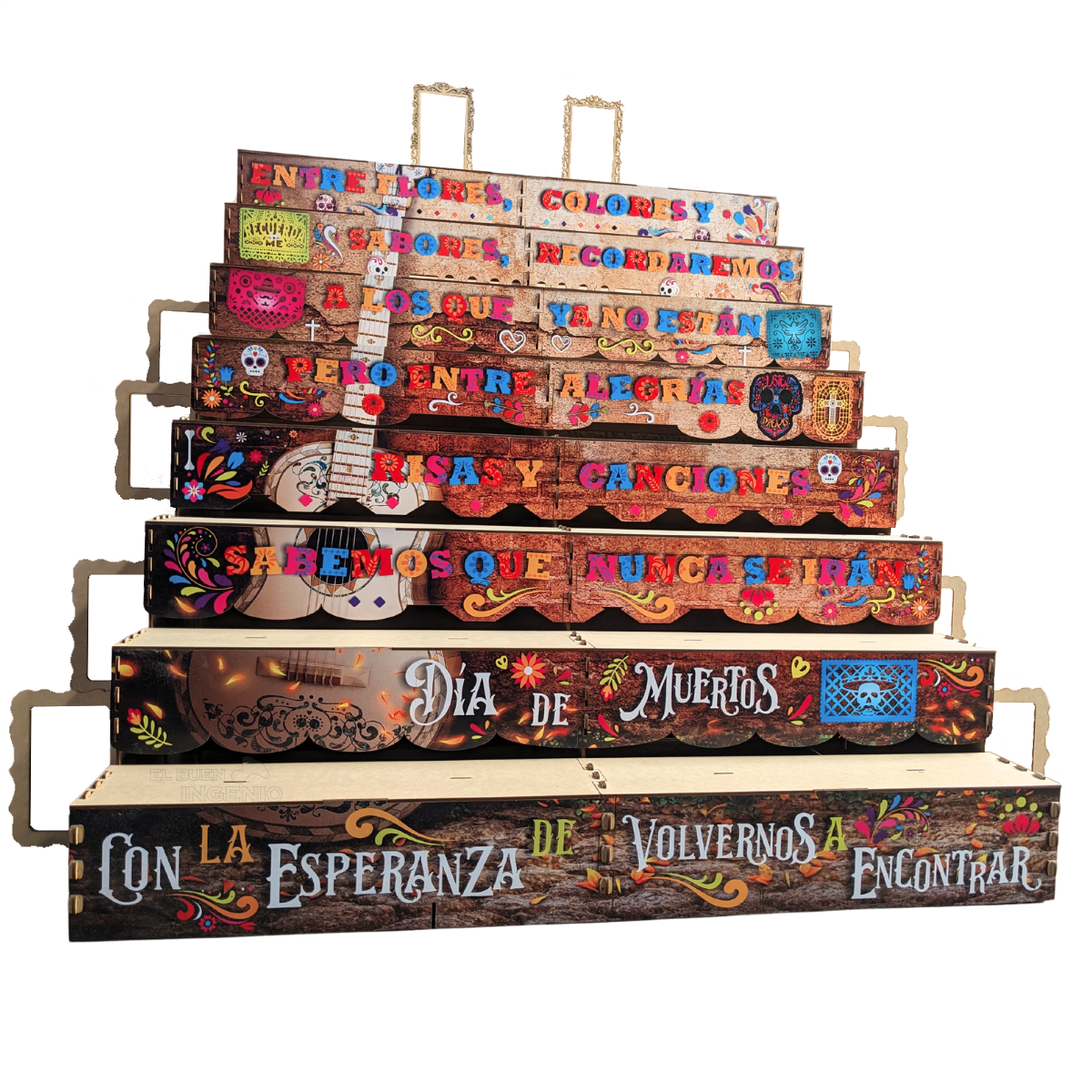 Ofrenda Día De Muertos Altar Grande 1 Metro Frase Medida 1m x 1m Decorada Guitarra