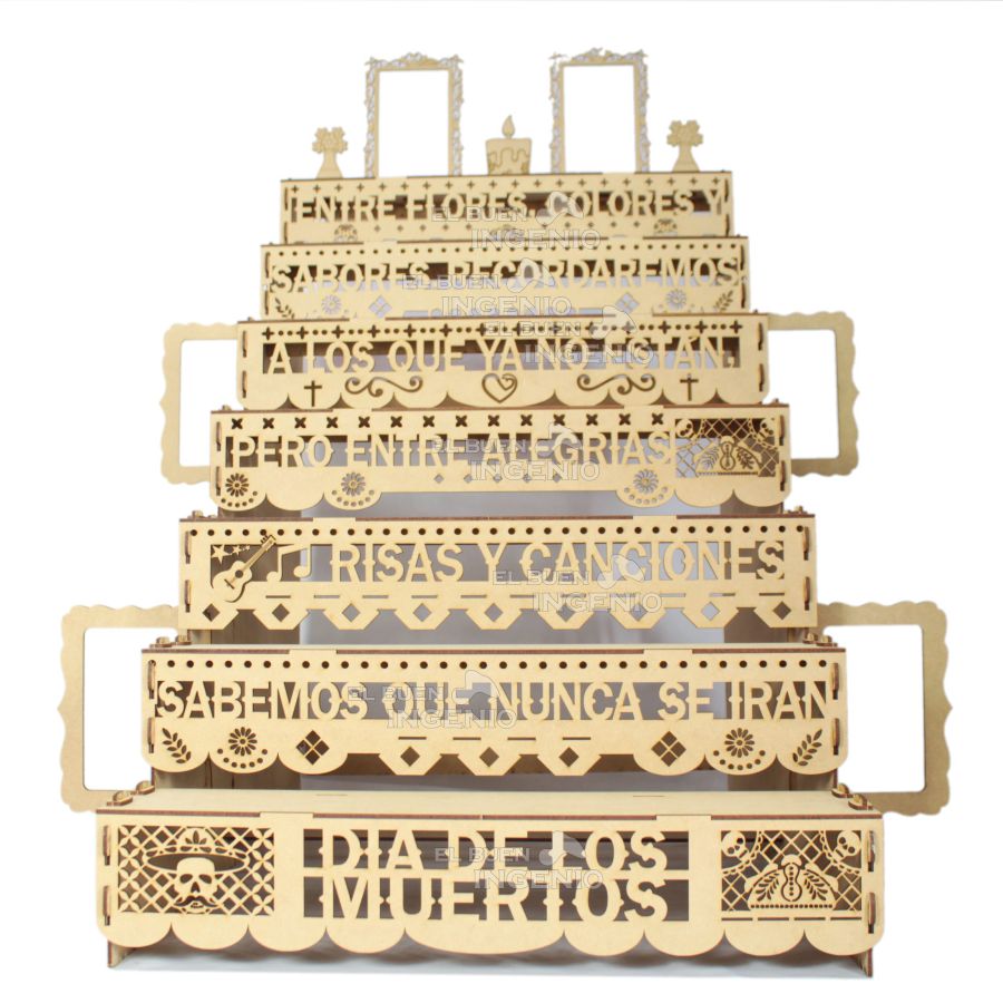 Paquetes Revendedor Mayorista Ofrenda Día De Muertos Madera SIETE ESCALONES Altar Con Decoración Y Adornos con Frase