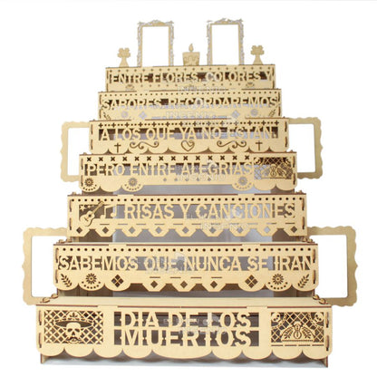 Paquetes Revendedor Mayorista Ofrenda Día De Muertos Madera SIETE ESCALONES Altar Con Decoración Y Adornos con Frase