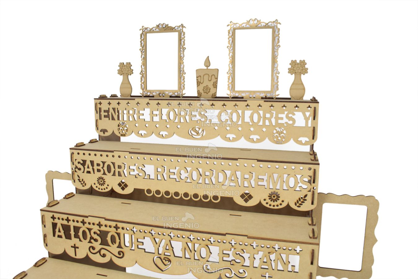 Paquetes Revendedor Mayorista Ofrenda Día De Muertos Madera SIETE ESCALONES Altar Con Decoración Y Adornos con Frase