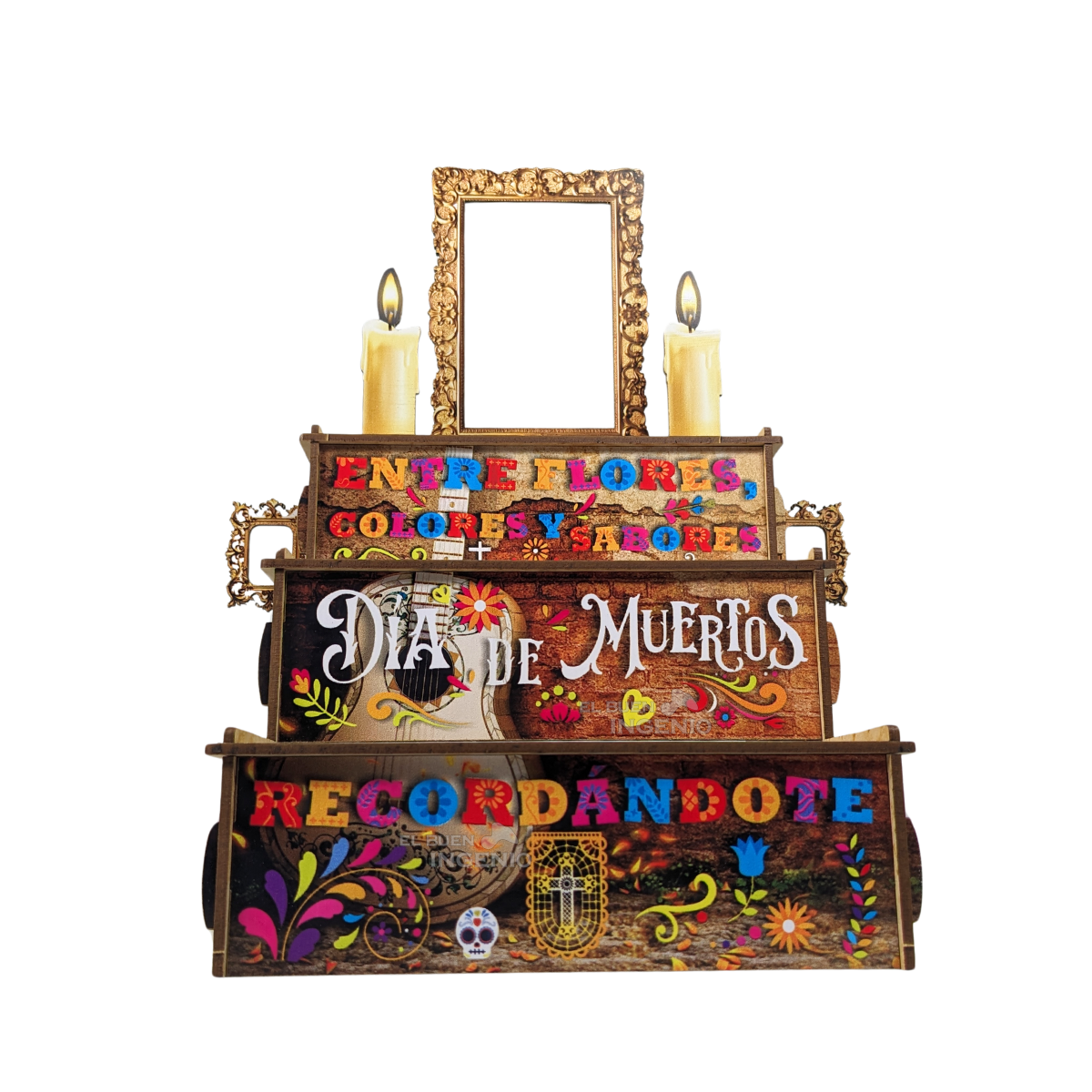 Mini Altar Ofrenda Dia De Muertos Escritorio Diseños Colores 20cm x 20cm x 20cm