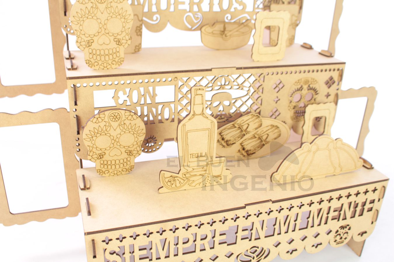 Paquetes Revendedor Mayorista Ofrenda Día De Muertos Madera TRES ESCALONES MDF Altar Con Decoración Y Adornos