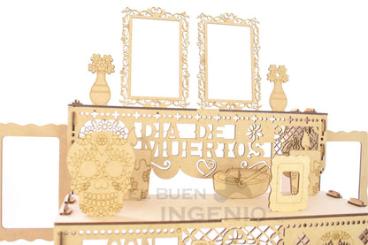 Paquetes Revendedor Mayorista Ofrenda Día De Muertos Madera TRES ESCALONES MDF Altar Con Decoración Y Adornos
