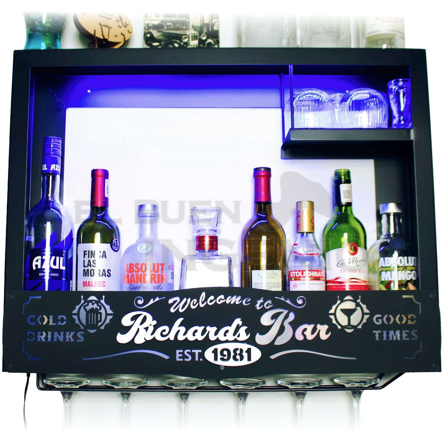 Bar Cava Cantina Moderna Leds Vinos Regalo Original Hombre Novio Personalizable Nombre-Año