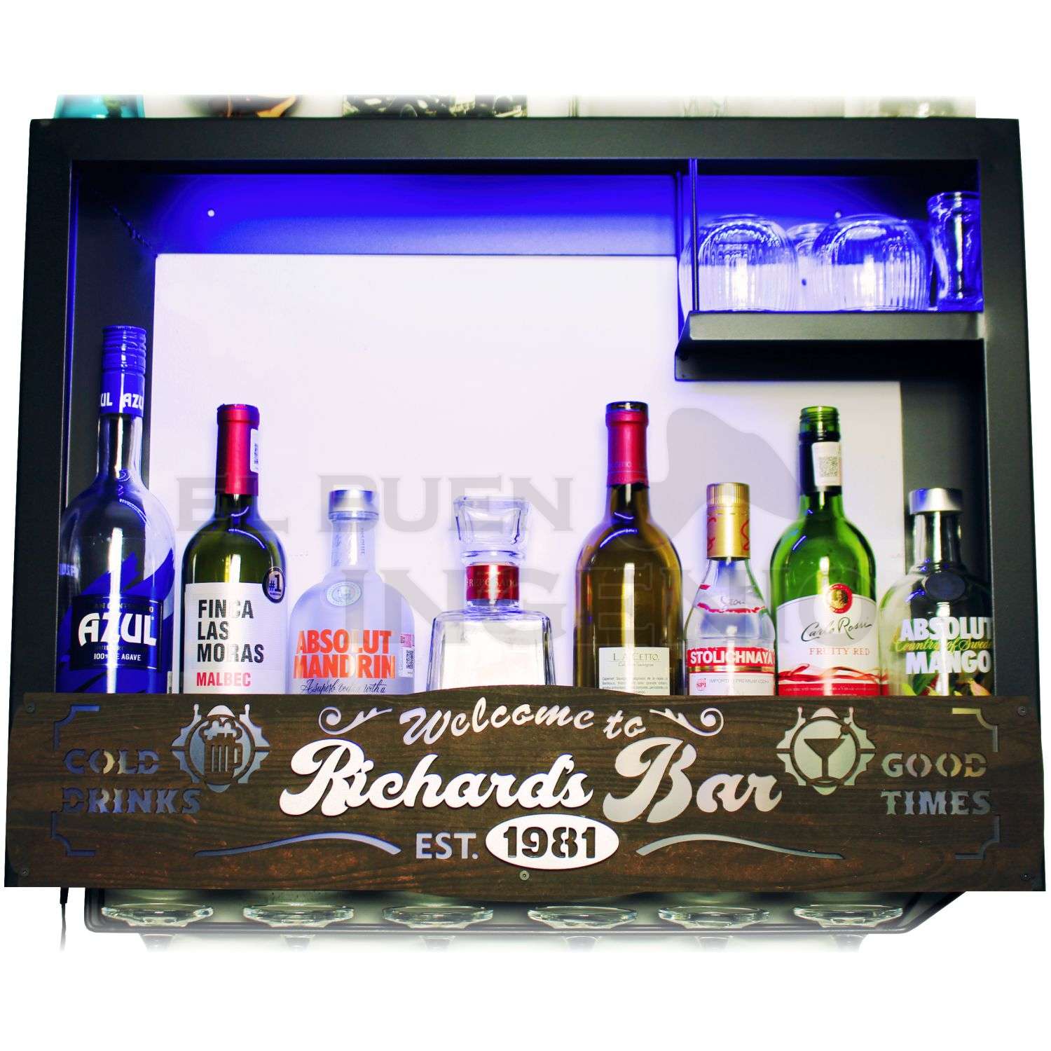 Bar Cava Cantina Moderna Leds Vinos Regalo Original Hombre Novio Personalizable Nombre-Año