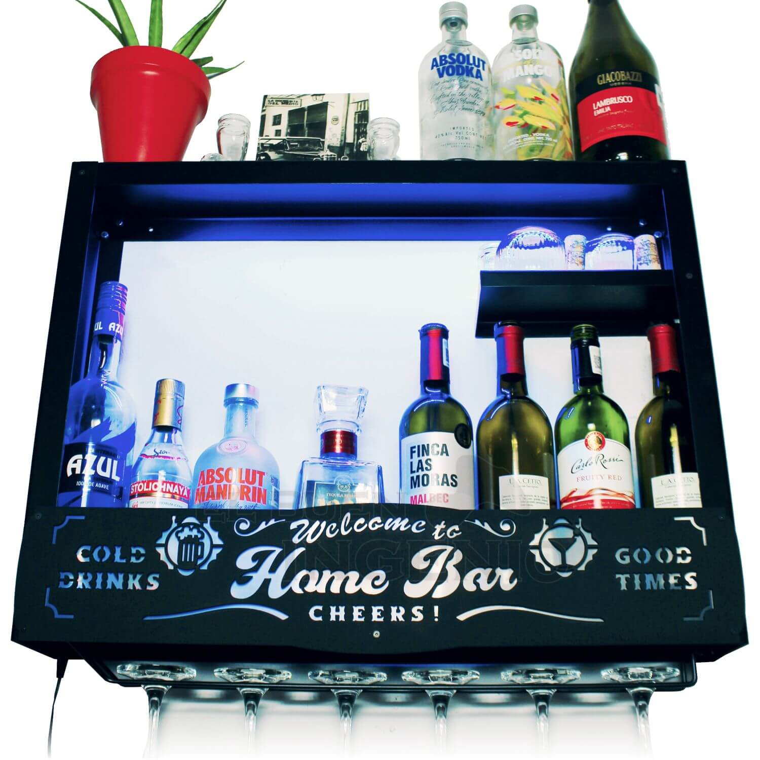 Cantina Moderna Repisa Flotante Bar Leds Porta Cava Vinos Armable