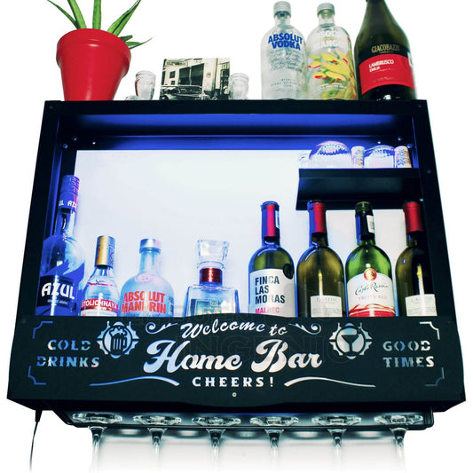 Cantina Moderna Repisa Flotante Bar Leds Porta Cava Vinos Armable UBER-MX