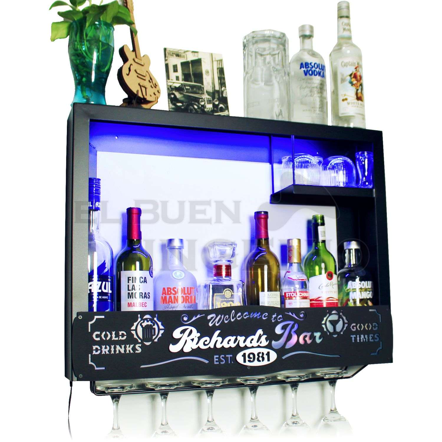 Bar Cava Cantina Moderna Leds Vinos Regalo Original Hombre Novio Personalizable Nombre-Año