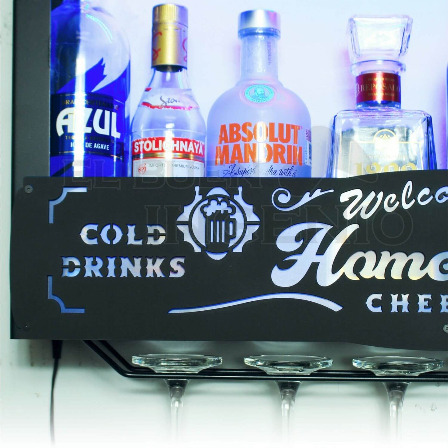 Cantina Moderna Repisa Flotante Bar Leds Porta Cava Vinos Armable UBER-MX