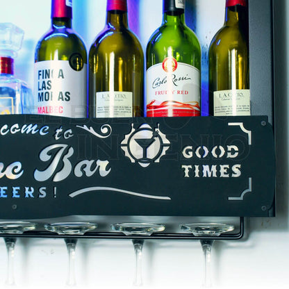 Cantina Moderna Repisa Flotante Bar Leds Porta Cava Vinos Armable UBER-MX