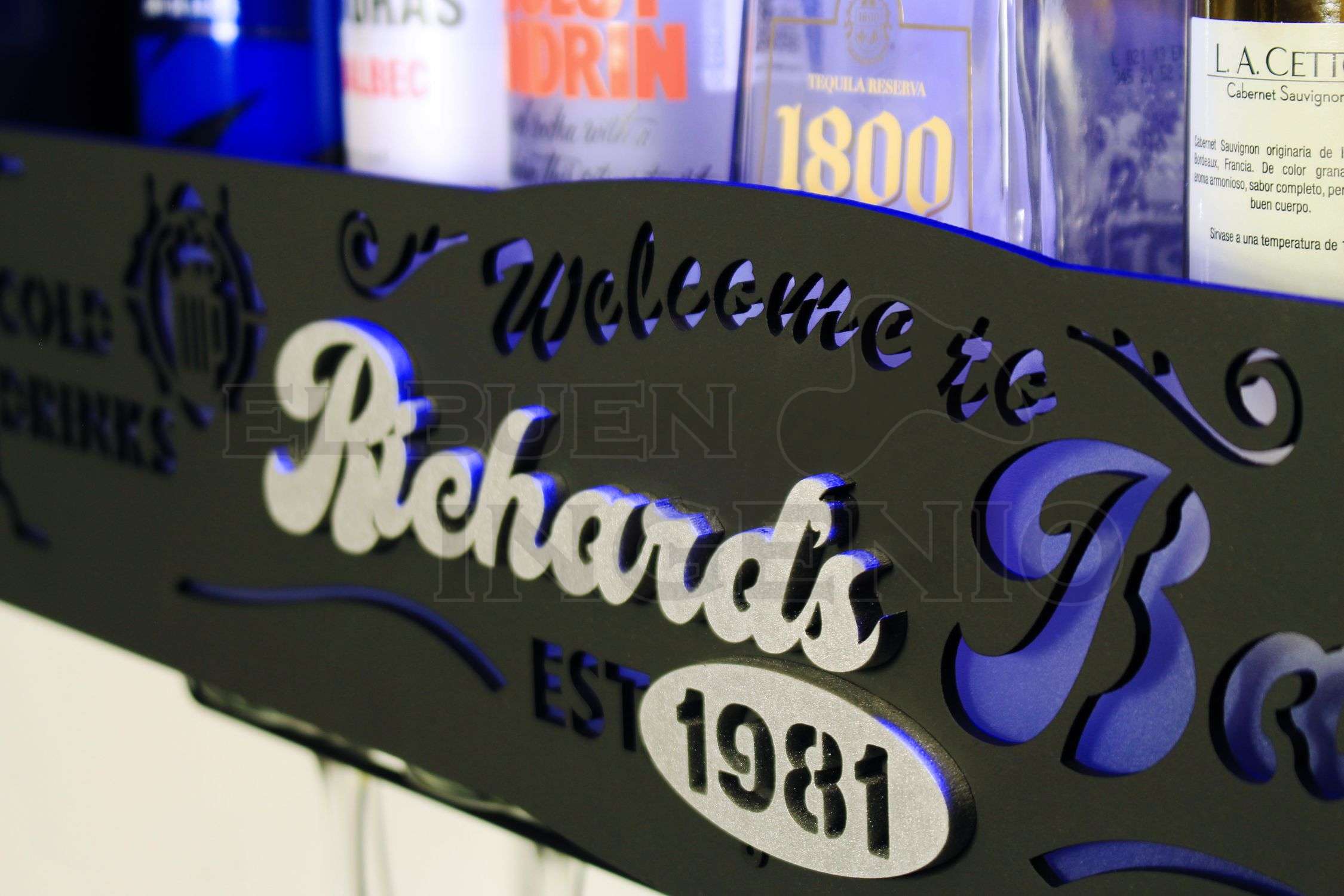 Bar Cava Cantina Moderna Leds Vinos Regalo Original Hombre Novio Personalizable Nombre-Año