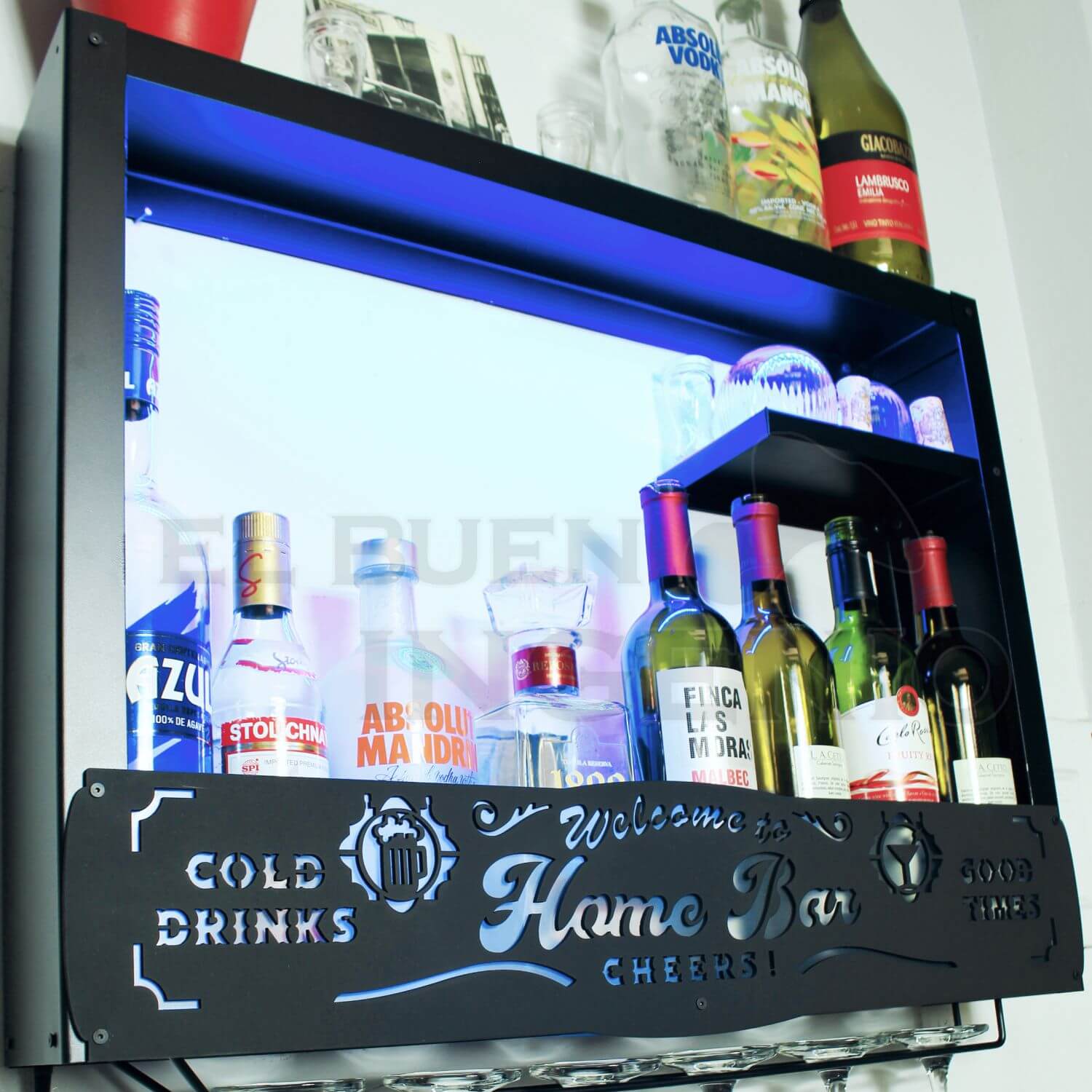 Cantina Moderna Repisa Flotante Bar Leds Porta Cava Vinos Armable