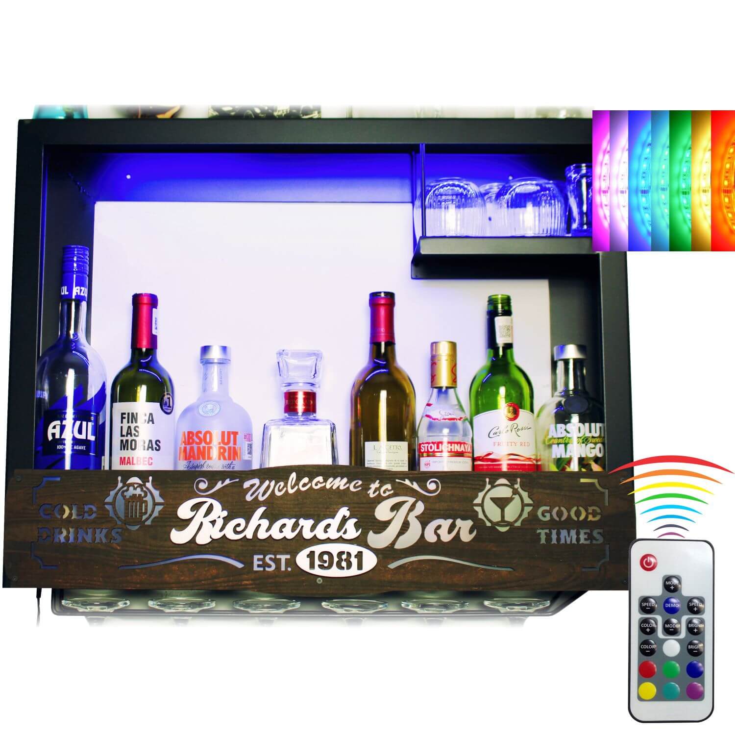 Bar Cava Cantina Moderna Leds Vinos Regalo Original Hombre Novio Personalizable Nombre-Año