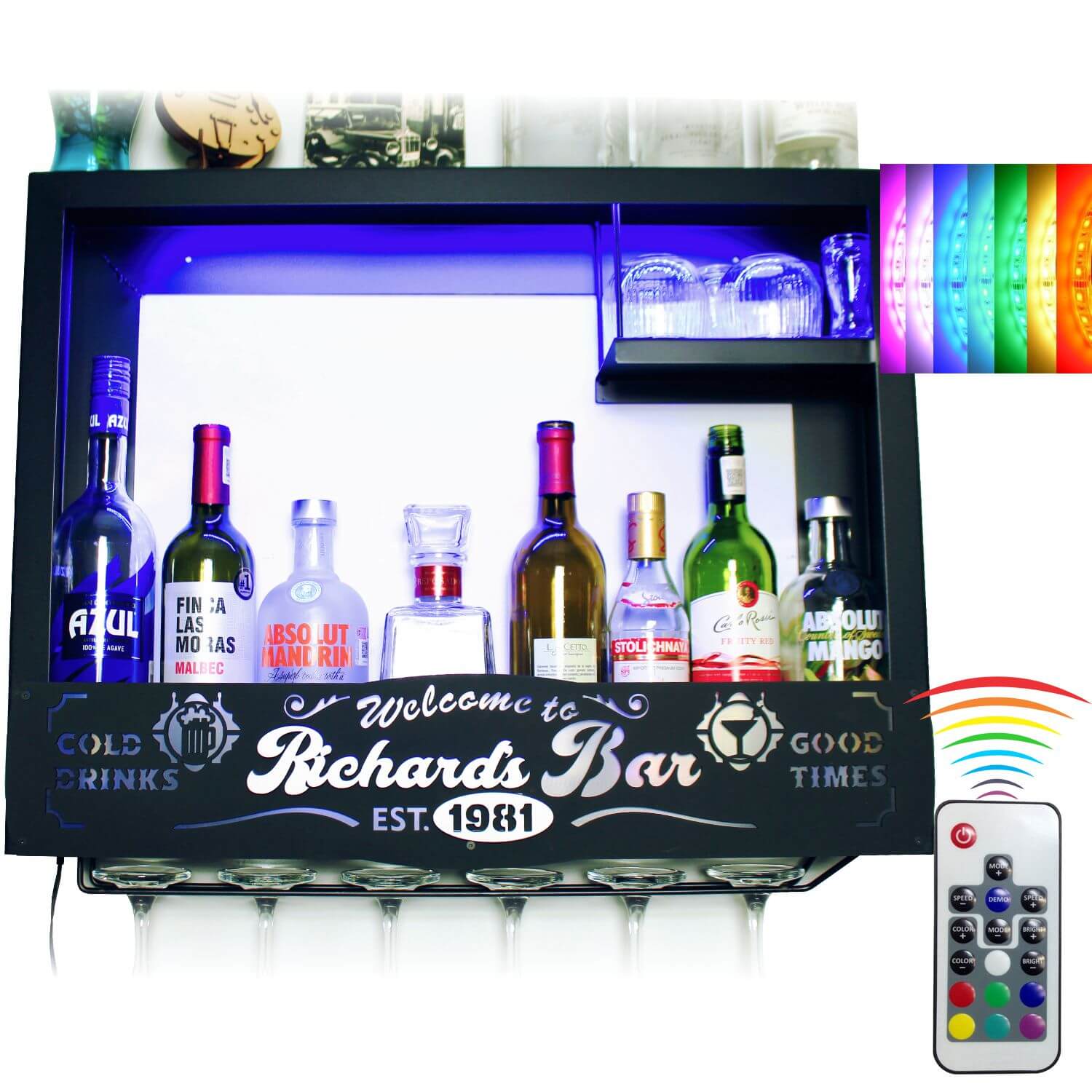 Bar Cava Cantina Moderna Leds Vinos Regalo Original Hombre Novio Personalizable Nombre-Año