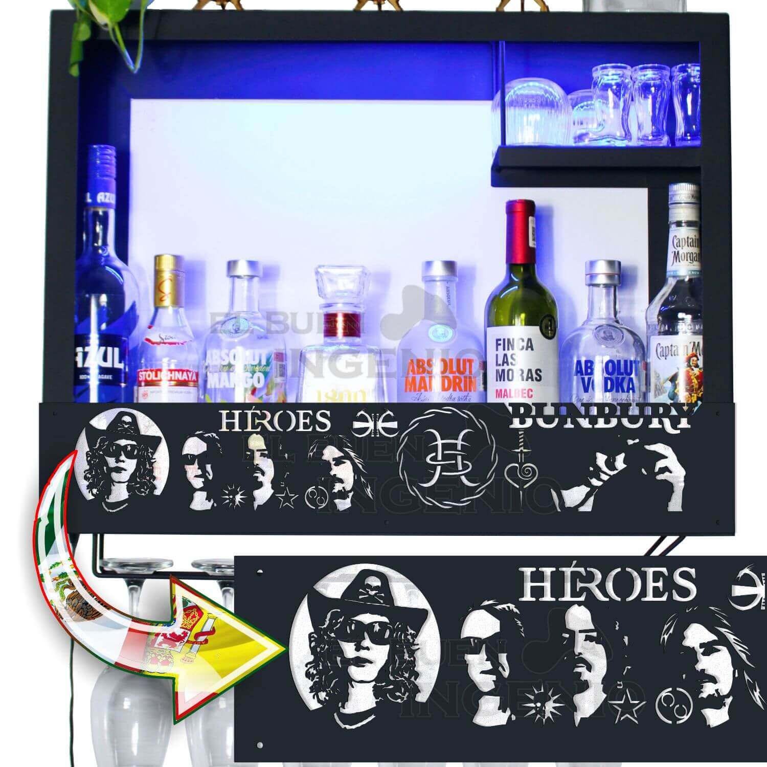 Cantina Heroes Del Silencio Bunbury Cantinera Moderna Led Bar Cava Porta Vinos Regalo Perfecto