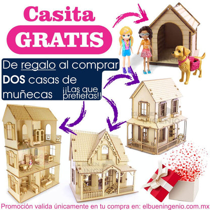 Casa de Munecas Pequeñas 4 Pisos Elevador
