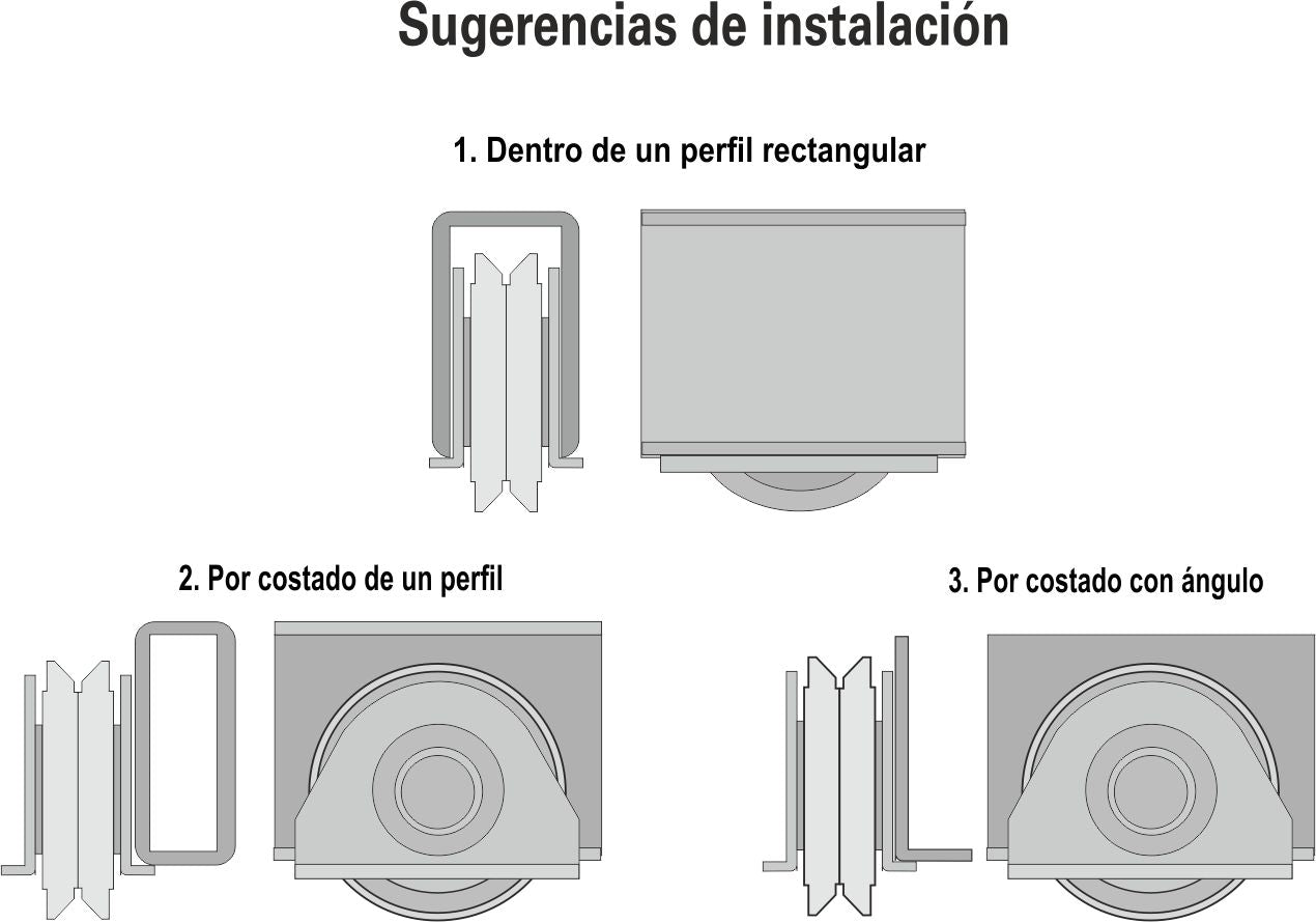 Par Ruedas Rodajas Portones 6.4cm Base Placa Canal V Capacidad 100kg