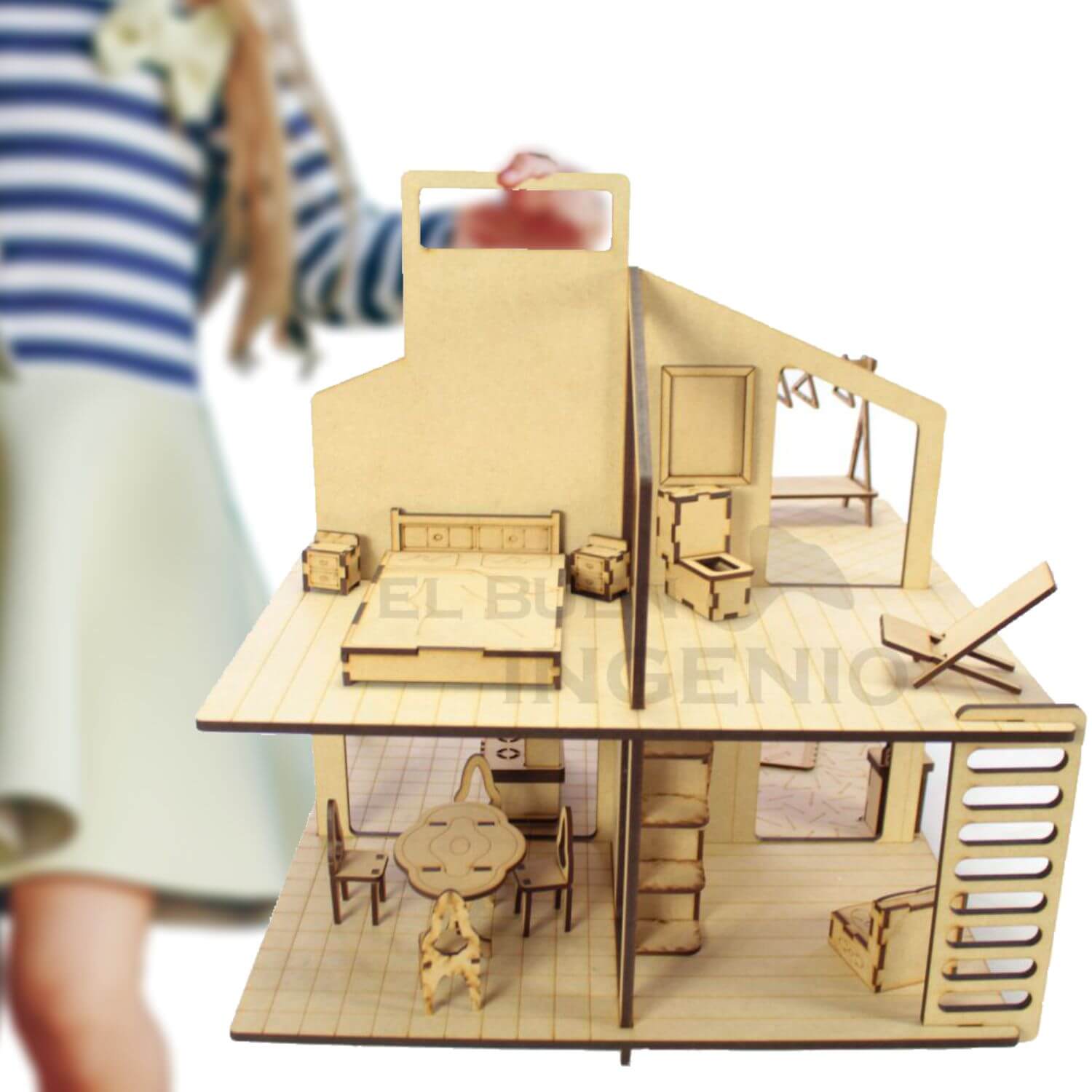 Casa de Muñecas Portatil con muebles incluidos