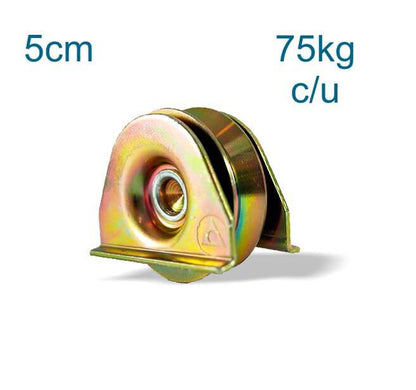 Par Ruedas Rodajas Portones 5cm Base Placa Canal V Capacidad 75kg