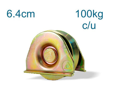 Par Ruedas Rodajas Portones 6.4cm Base Placa Canal V Capacidad 100kg