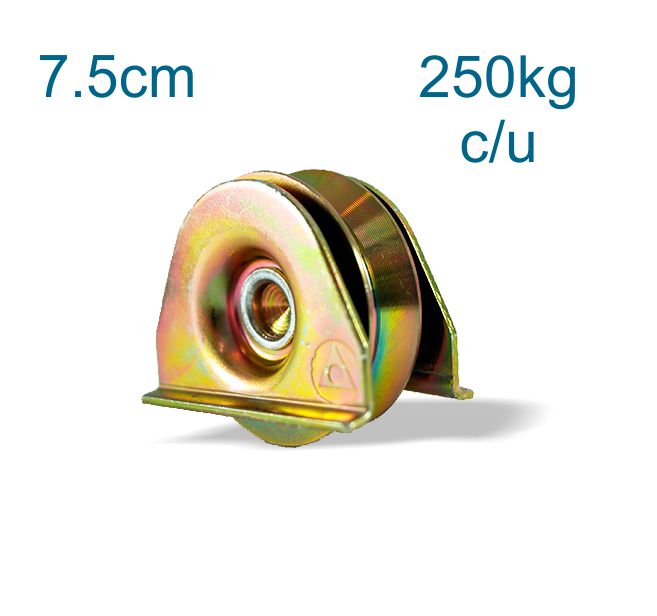 Par Ruedas Rodajas Portones 7.5cm Base Placa Canal V Capacidad 250kg