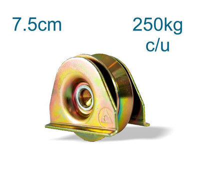Par Ruedas Rodajas Portones 7.5cm Base Placa Canal V Capacidad 250kg