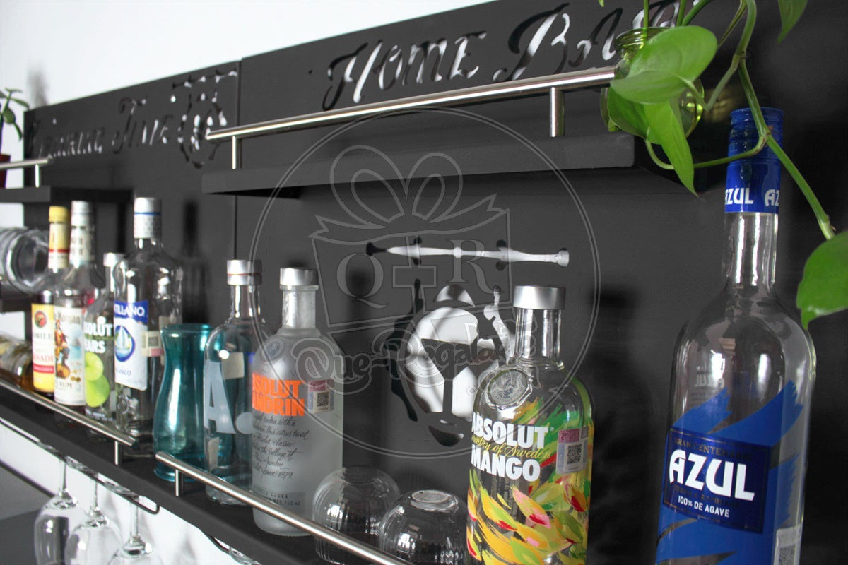 Bar Cantina Moderna Dos Piezas Repisa Cantinera Cava Porta Vinos Metalica