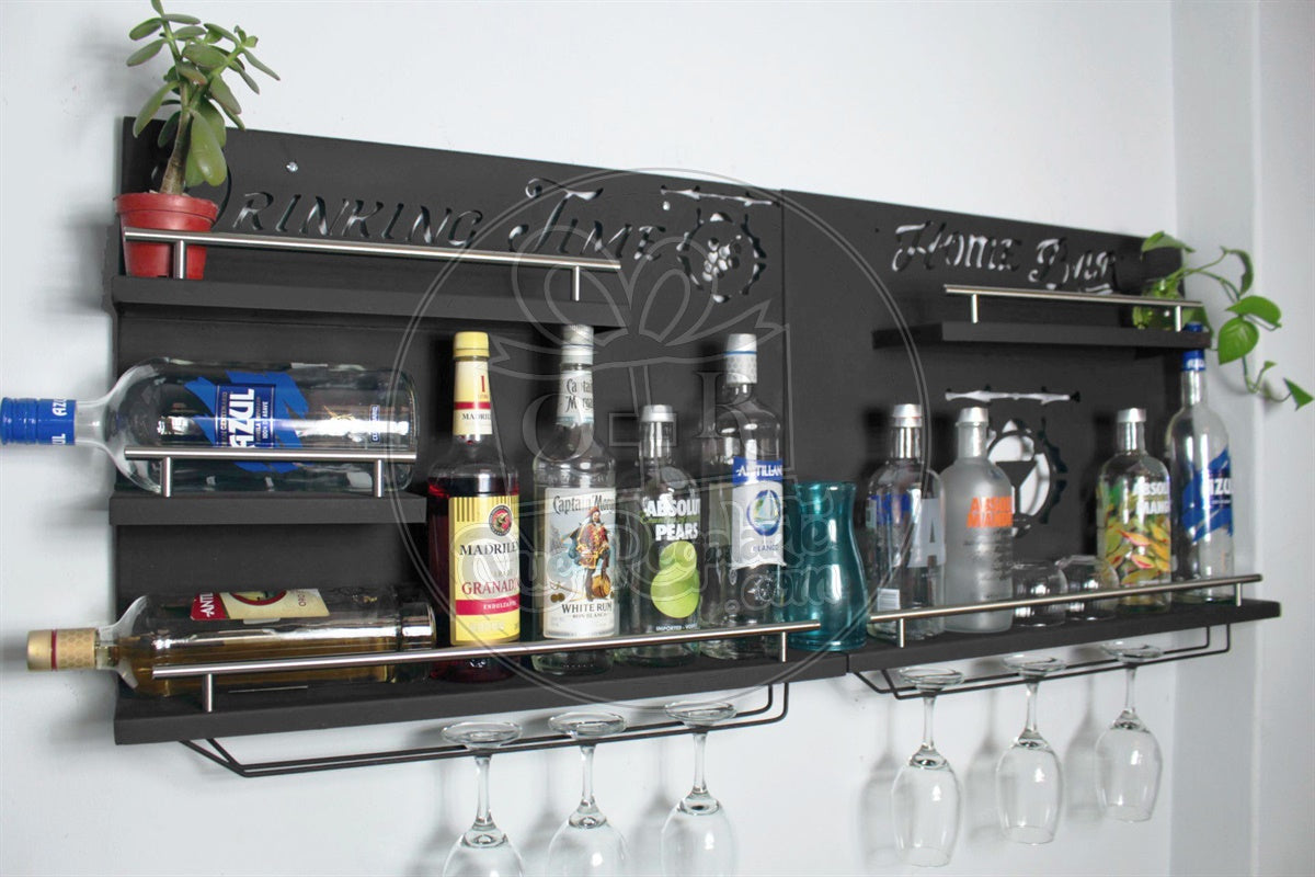 Bar Cantina Moderna Dos Piezas Repisa Cantinera Cava Porta Vinos Metalica