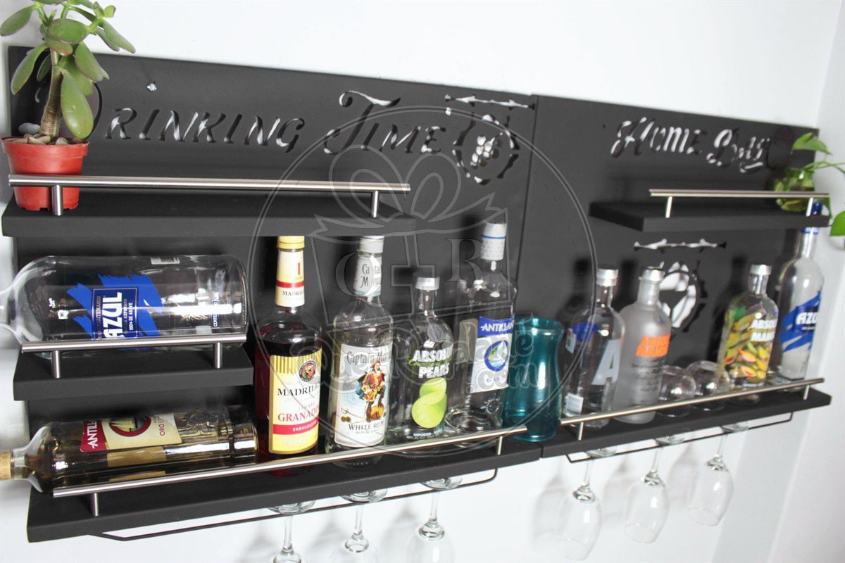 Bar Cantina Moderna Dos Piezas Repisa Cantinera Cava Porta Vinos Metalica