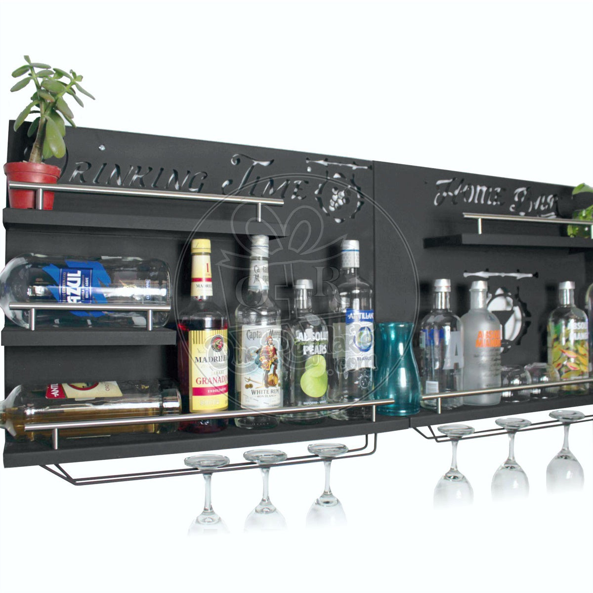 Bar Cantina Moderna Dos Piezas Repisa Cantinera Cava Porta Vinos Metalica