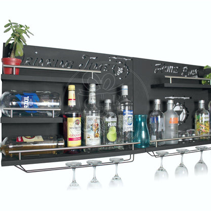 Bar Cantina Moderna Dos Piezas Repisa Cantinera Cava Porta Vinos Metalica