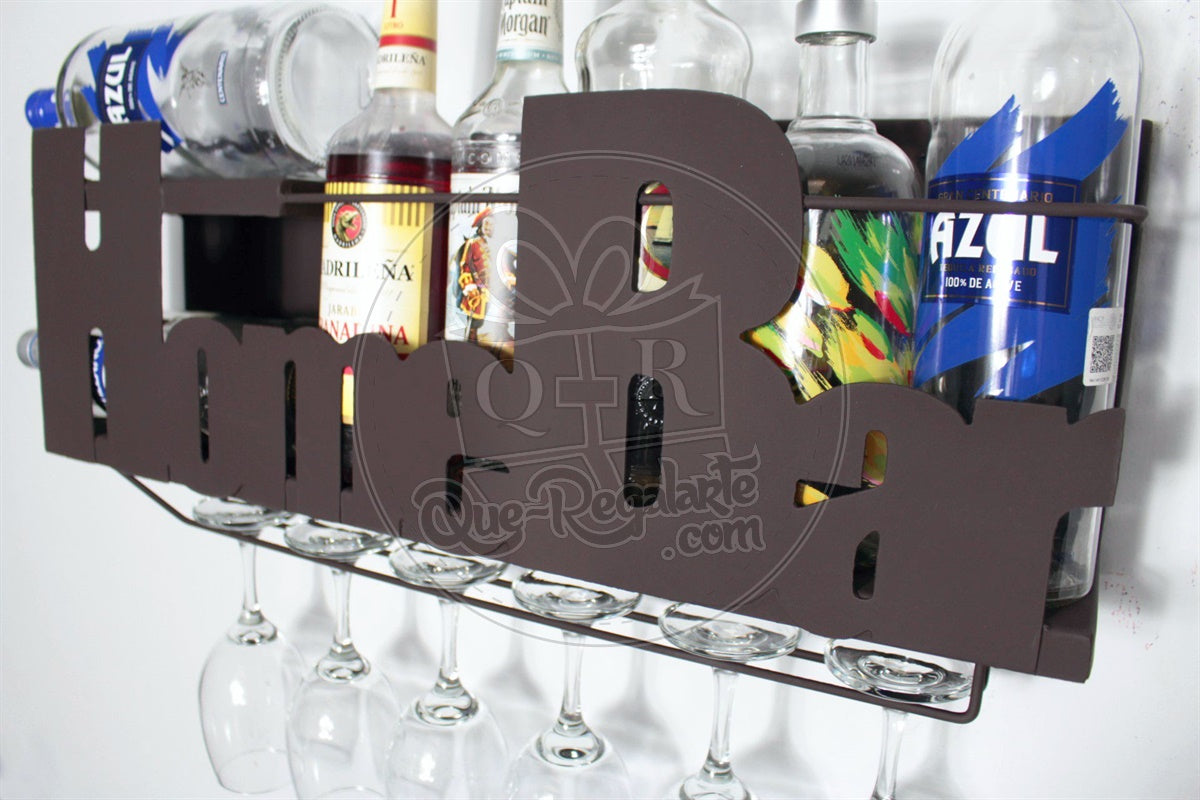 Mini Bar Cantina Moderna Repisa Vinos Regalo Novio Hombre Lr Negro