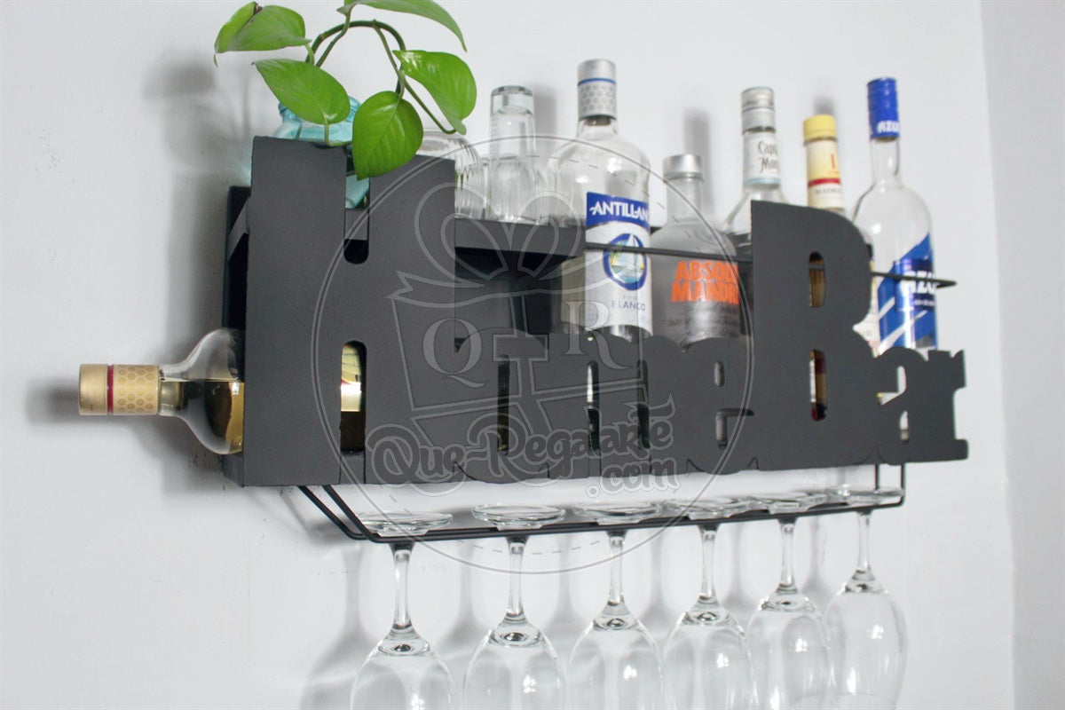 Mini Bar Cantina Moderna Repisa Vinos Regalo Novio Hombre Lr Negro