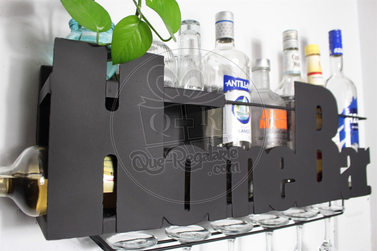Mini Bar Cantina Moderna Repisa Vinos Regalo Novio Hombre Lr Negro