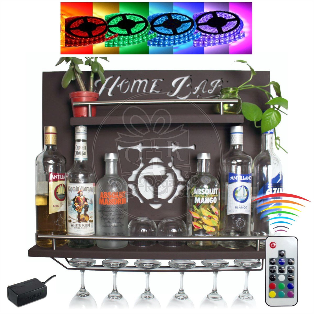 Led Bar Cantina Iluminada Multicolor Repisa Cantinera Cava Vinos Metalica