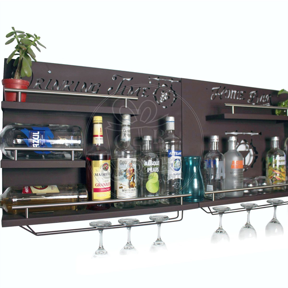 Bar Cantina Moderna Dos Piezas Repisa Cantinera Cava Porta Vinos Metalica