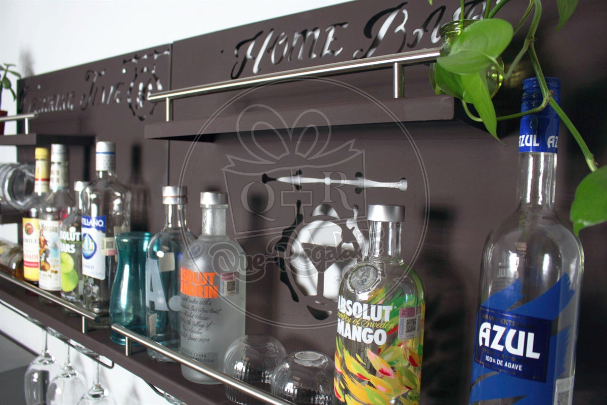 Bar Cantina Moderna Dos Piezas Repisa Cantinera Cava Porta Vinos Metalica