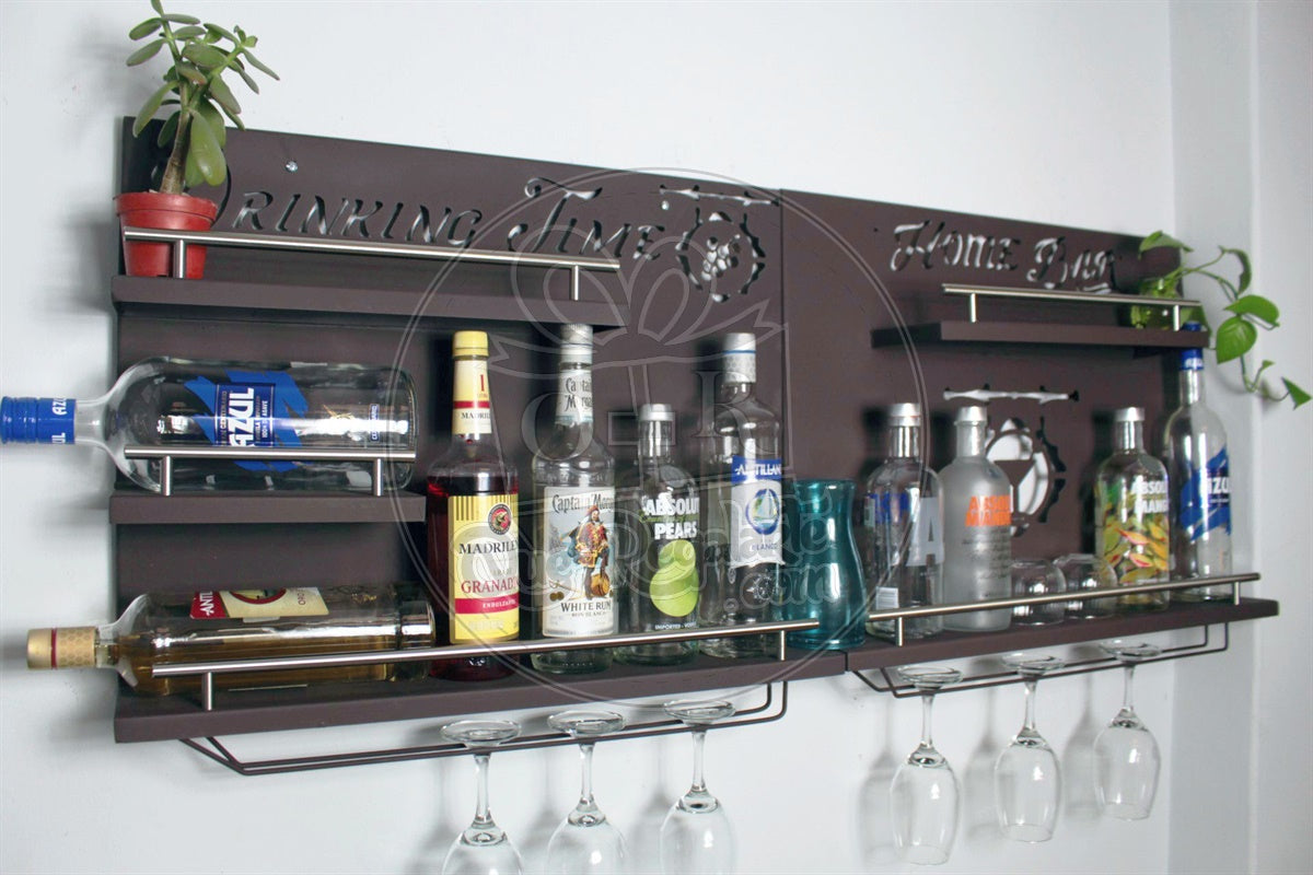Bar Cantina Moderna Dos Piezas Repisa Cantinera Cava Porta Vinos Metalica
